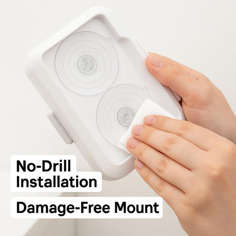 Loo 2-Pack Discreet Flushable Wipes Dispenser – Fits Standard Size Flushable Wipes Only – No-Drill Suction Mount, Hygienic Low-Profile Holder for Bathroom & Toilet - Image 3